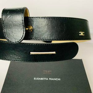 Authentic luxury Italian designer Elisabetta Franchi belt / logo details. XS 2